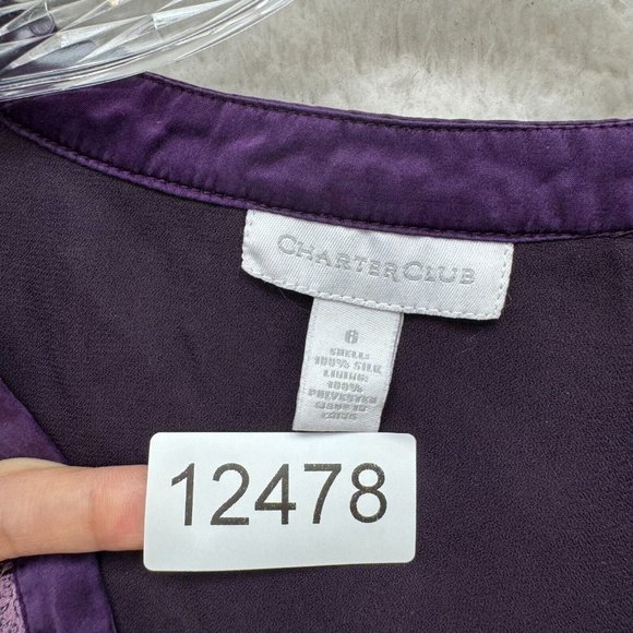 Y2K Vintage Silk Mesh Babydoll Blouse Top 6 M Medium Purple Paisley Boho Grunge - Picture 8 of 8